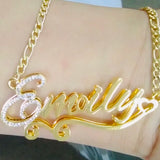 Name Necklace Women Pretty Initial Letter Crystal Necklaces Stainless Steel