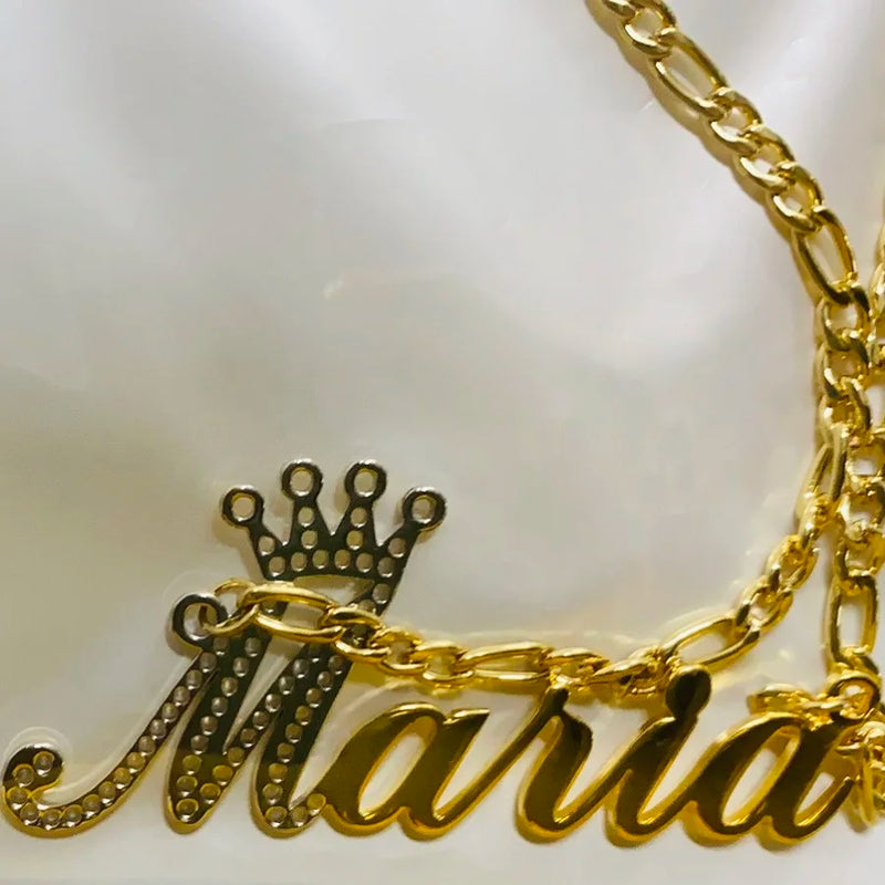 Name Necklace Women Pretty Initial Letter Crystal Necklaces Stainless Steel