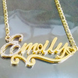 Name Necklace Women Pretty Initial Letter Crystal Necklaces Stainless Steel