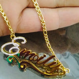 Name Necklace Women Pretty Initial Letter Crystal Necklaces Stainless Steel