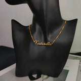 Personalized Name Necklace Cursive Font Stainless Steel Cuban Chain Choker