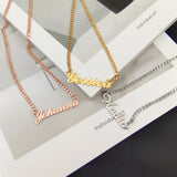 Personalized Name Necklace Cursive Font Stainless Steel Cuban Chain Choker