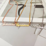 Personalized Name Necklace Cursive Font Stainless Steel Cuban Chain Choker