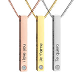 Personalized Name Necklace 3D Bar Pendant Gift for Women