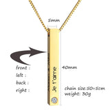 Personalized Name Necklace 3D Bar Pendant Gift for Women