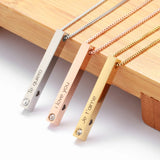 Personalized Name Necklace 3D Bar Pendant Gift for Women