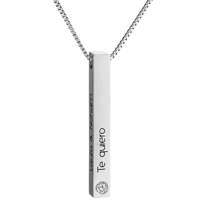 Personalized Name Necklace 3D Bar Pendant Gift for Women