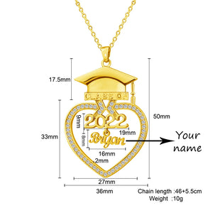 Crystal Graduation Cap Necklace for Women - Personalized Gift