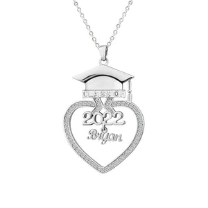 Crystal Graduation Cap Necklace for Women - Personalized Gift