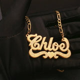 Personalized Double Choker Name Necklace with Chain 3D Plated Necklace Women