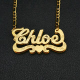 Personalized Double Choker Name Necklace with Chain 3D Plated Necklace Women