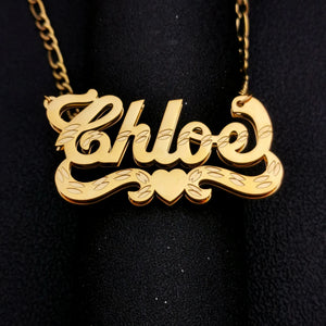 Personalized Double Choker Name Necklace with Chain 3D Plated Necklace Women