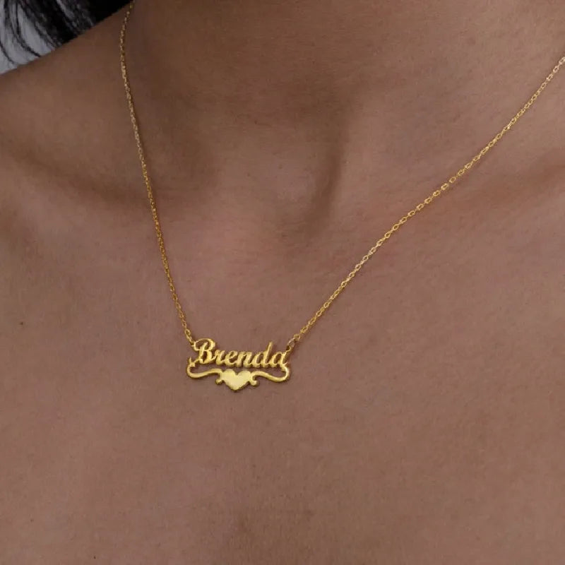 Custom Name Necklace with Heart for Girls