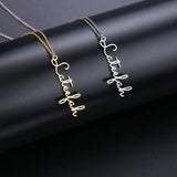 Name Necklaces Handwriting Pendant Personalized Signature Vertical Necklace