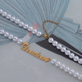 Personalized Name Necklace Stainless Steel Beads Chain Choker Pendant