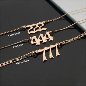 Personalized Angel Number Pendant Necklace Stainless Steel