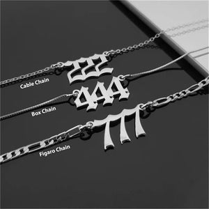 Personalized Angel Number Pendant Necklace Stainless Steel