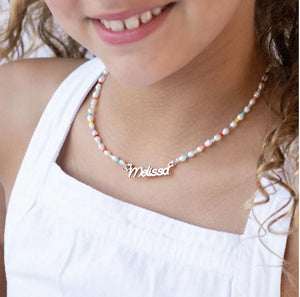 Personalized Nameplate Necklace Pearl Necklace Charming Women Jewelry Gift