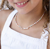 Personalized Nameplate Necklace Pearl Necklace Charming Women Jewelry Gift