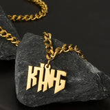 Bold Letter Name Pendant Necklace with 6mm Thick Cuban Chain Links