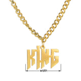 Bold Letter Name Pendant Necklace with 6mm Thick Cuban Chain Links