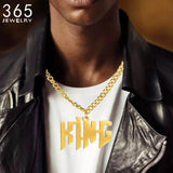 Bold Letter Name Pendant Necklace with 6mm Thick Cuban Chain Links