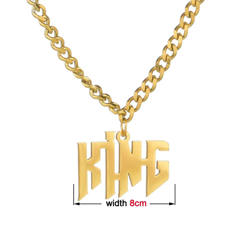 Bold Letter Name Pendant Necklace with 6mm Thick Cuban Chain Links