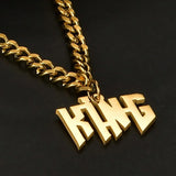 Bold Letter Name Pendant Necklace with 6mm Thick Cuban Chain Links