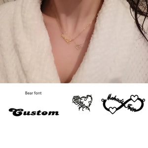 Name Pendant Necklace Cursive Arabic Crown Heart Nameplate Necklaces Choker