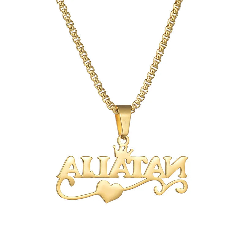 Heart Crown Personalized Necklace Vintage Style