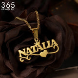 Heart Crown Personalized Necklace Vintage Style