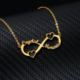 Heart Choker Name Necklace Custom Stainless Steel Couple Jewelry