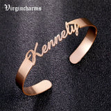 Rose Stainless Steel Charm Cuff Bracelet Personalized Jewelry