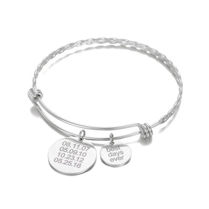 Personalised Date Bracelet Stainless Steel Birthday Gift