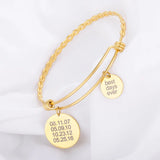 Personalised Date Bracelet Stainless Steel Birthday Gift