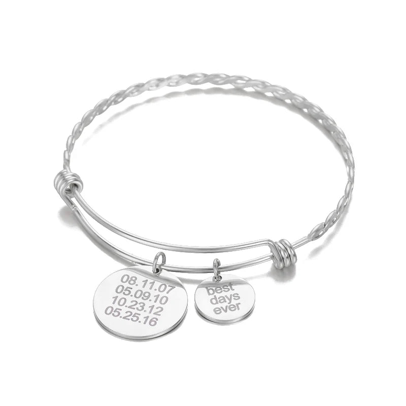 Personalised Date Bracelet Stainless Steel Birthday Gift