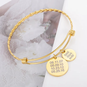 Personalised Date Bracelet Stainless Steel Birthday Gift