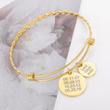 Personalised Date Bracelet Stainless Steel Birthday Gift