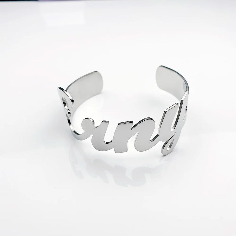 Stainless Steel Bracelet Adjustable Cuff Bangle Personalized Letter Bracelets