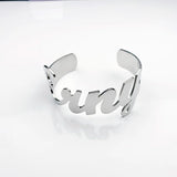 Stainless Steel Bracelet Adjustable Cuff Bangle Personalized Letter Bracelets