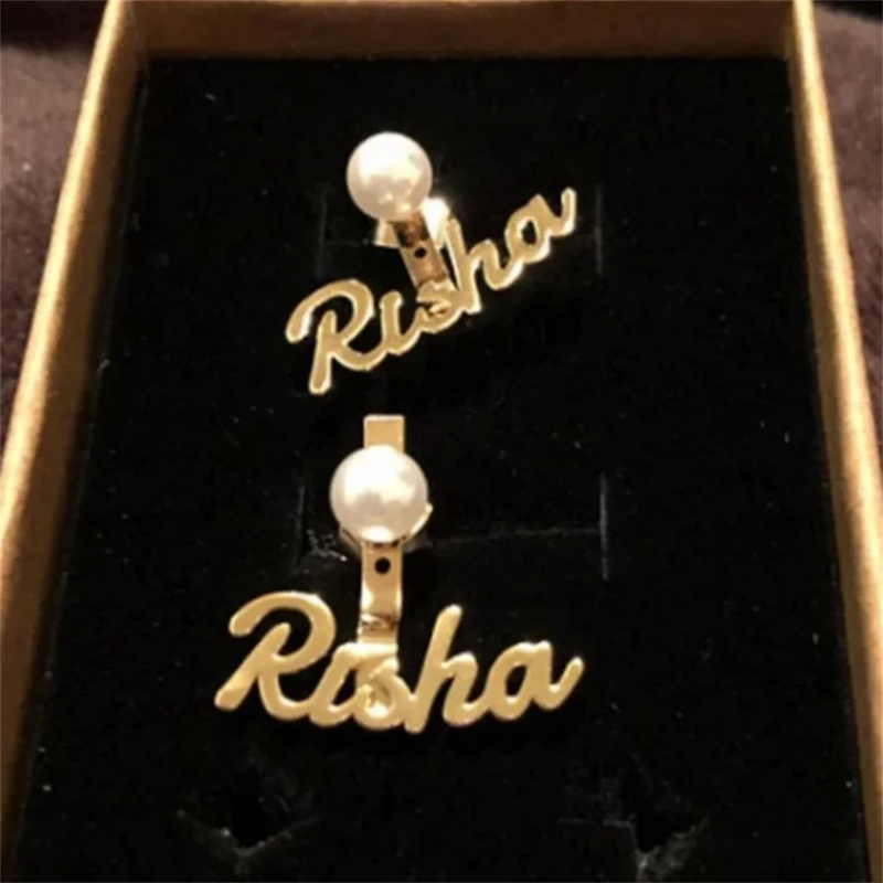 Stud Earrings Personalized Stainless Steel with Pearl Plated for Women Wedding