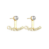 Stud Earrings Personalized Stainless Steel with Pearl Plated for Women Wedding