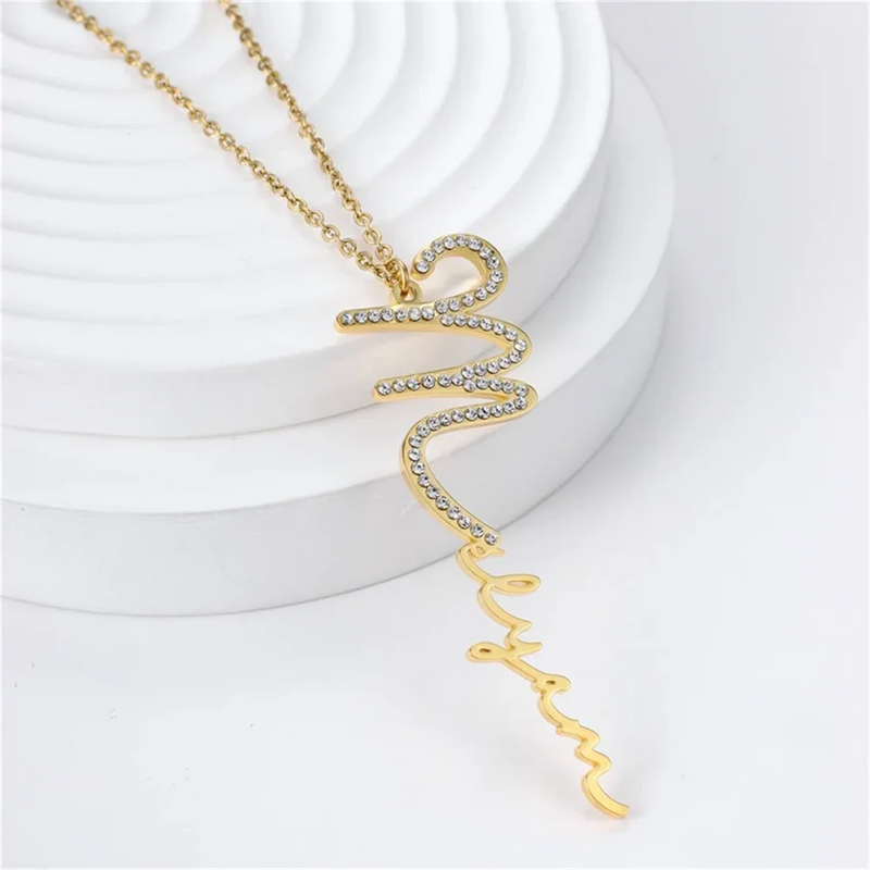 Personalized Cursive Script Name Crystal Necklace