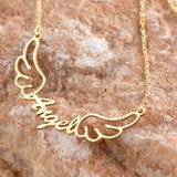 Wing Necklace for Women Stainless Steel Angel Wings Pendant Letter Jewelry