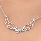 Wing Necklace for Women Stainless Steel Angel Wings Pendant Letter Jewelry