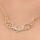 Wing Necklace for Women Stainless Steel Angel Wings Pendant Letter Jewelry