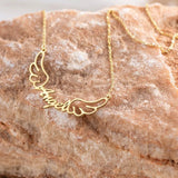 Wing Necklace for Women Stainless Steel Angel Wings Pendant Letter Jewelry