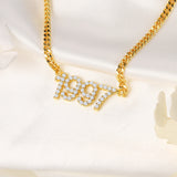 Personalized 9mm Zircon Necklace with Diamond Letters Pendant Chain