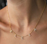 Personalized 9mm Zircon Necklace with Diamond Letters Pendant Chain