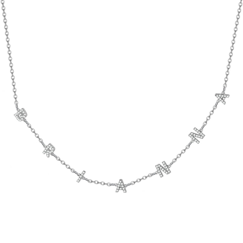 Zircon Necklace Stainless Steel Crystal Name Pendant Chain